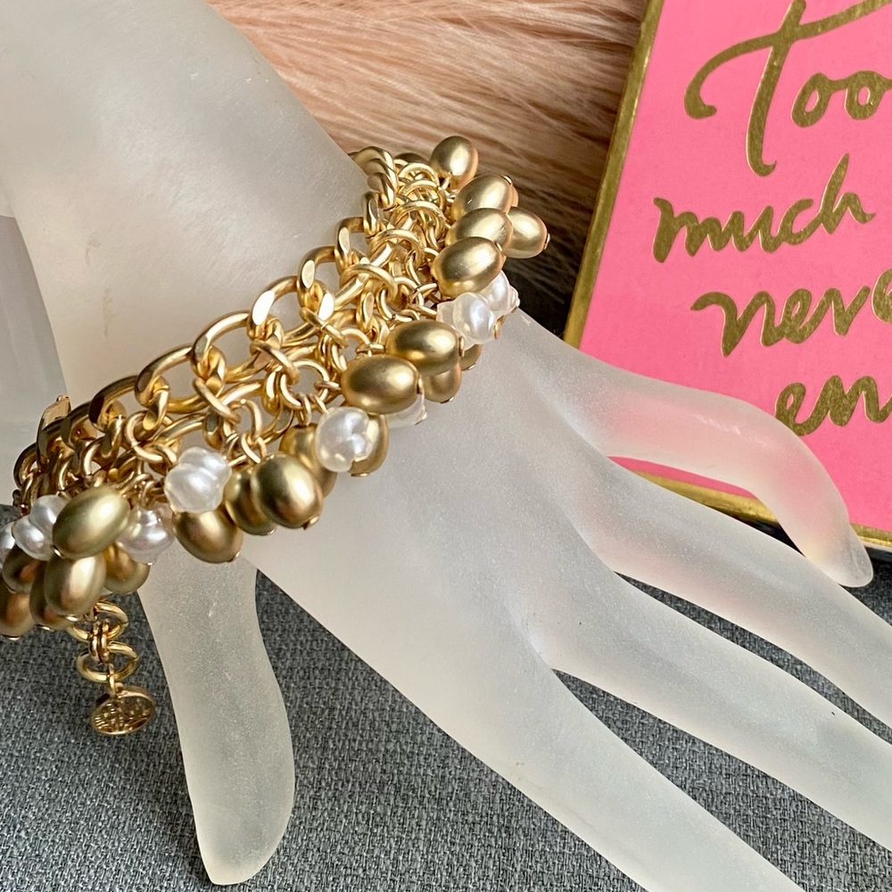 NWT! Lilly Pulitzer- Gold Metallic & Pearl Cha-Cha Bracelet